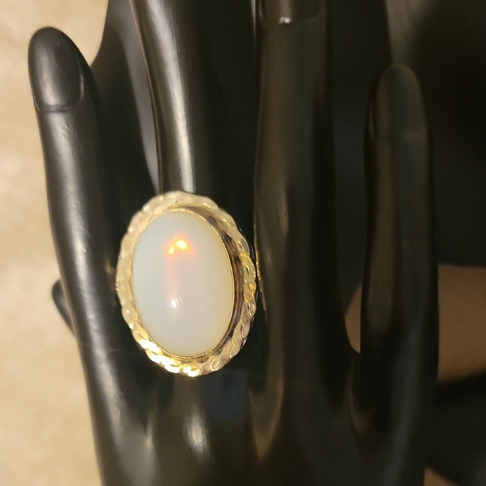 Gold and White Statement Ring with Oval Center